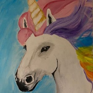 Unicorn acrylic painting print